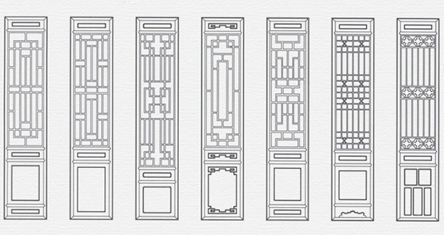 大冶常用中式仿古花窗图案隔断设计图