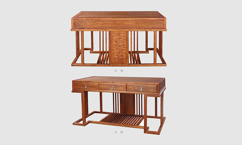 大冶 别墅中式家居书房装修实木书桌效果图